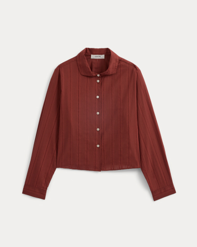 Image | Textured Mini Collar Shirt | Henna Red