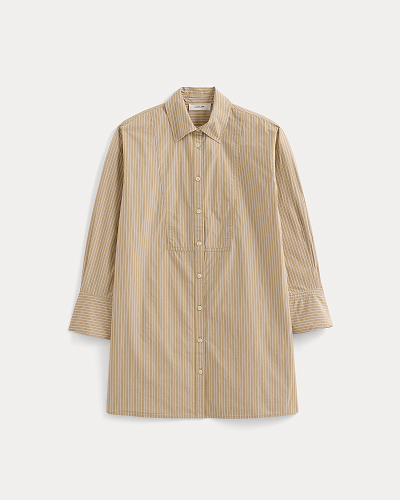 Image | The Mini Shirtdress in Ultrasoft Cotton | Tiger's Eye / Optic White