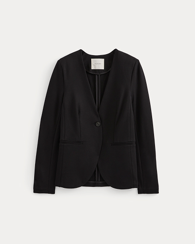Image | Collarless Ponte Blazer | Black