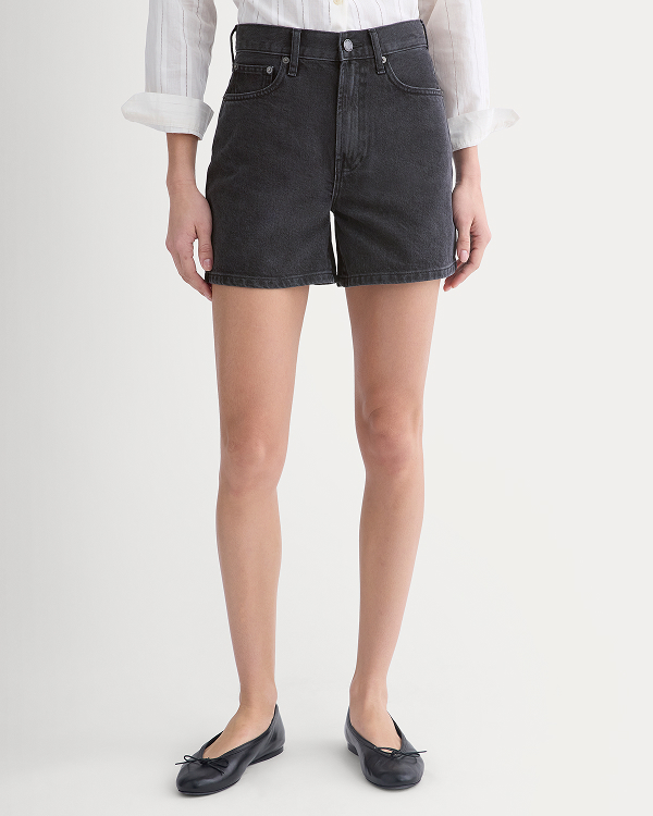 Image | Model | Way-High® A-Line Denim Short | Washed Black