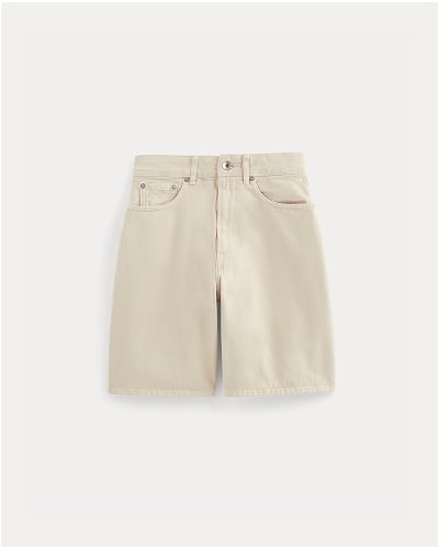 [Image]The Long A-Line Denim Short | Garment-Dyed White / Cream