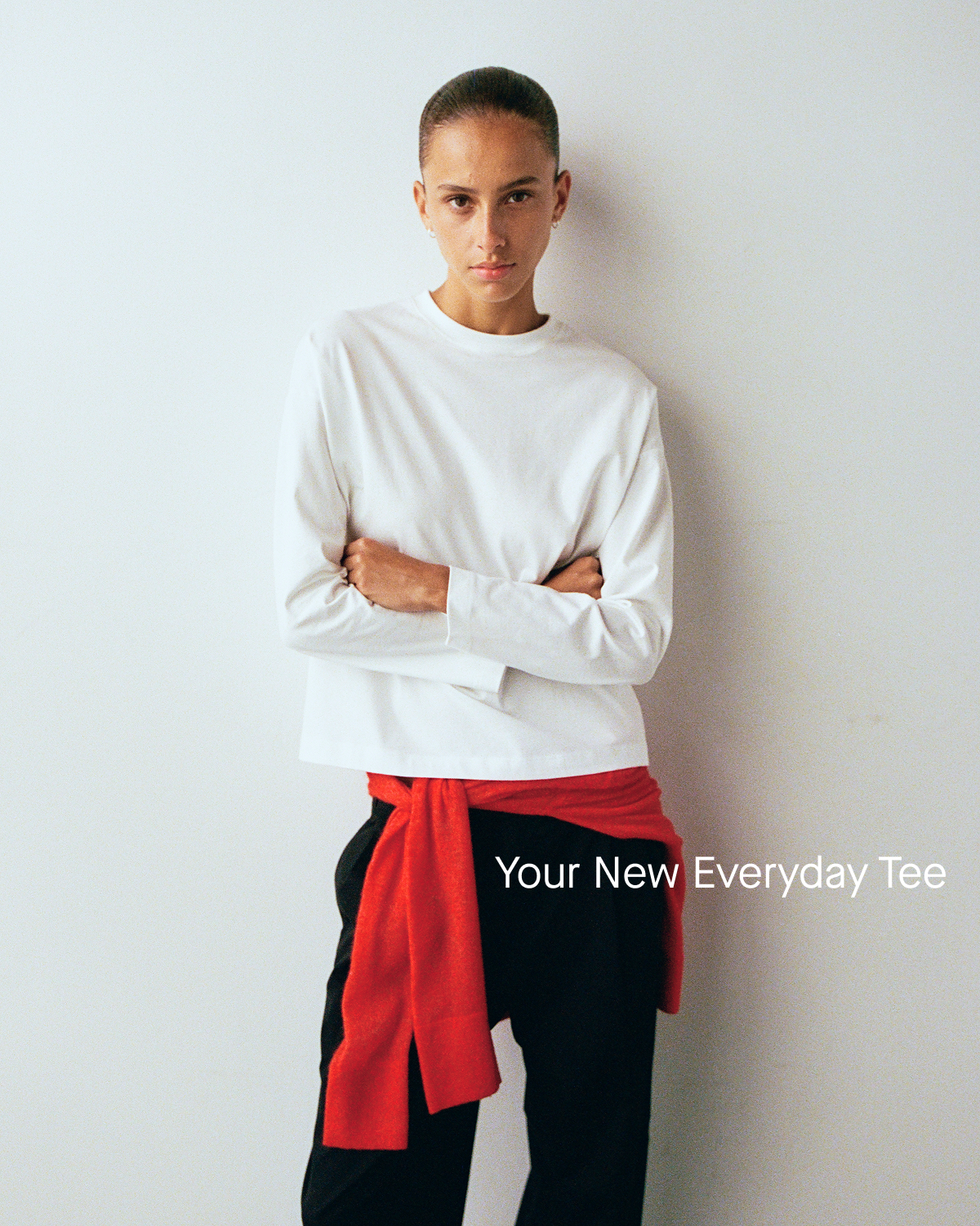 Image | Your New Everyday Tee | Model in Forever Jersey Boxy Long-Sleeve Crew |  White