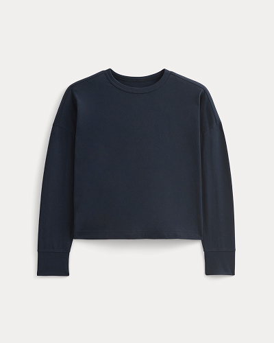 Image | Oversized Boxy Crew in Essential Cotton | Navy