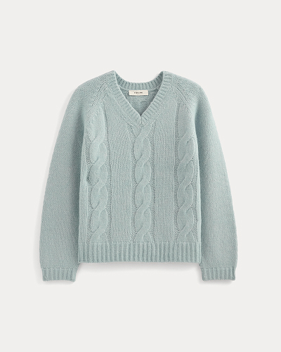Image | Cloud Cable V-Neck Sweater | Forever Blue