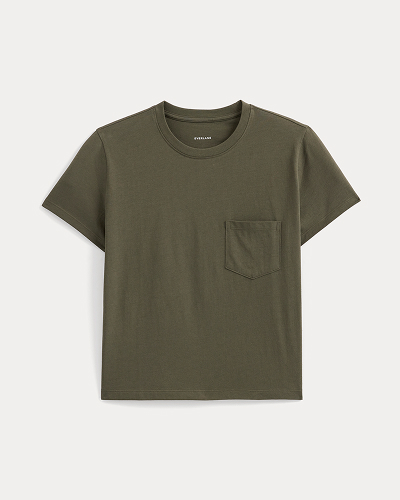 Image | The Box-Cut Tee in Essential Cotton | Olive Night