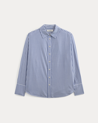 Image | The Must-Have Shirt in Silky Cotton | Bone/Mazarine Blue
