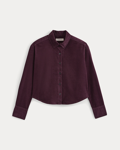 Image | Cropped Shirt in Pinwale Corduroy | Winetasting
