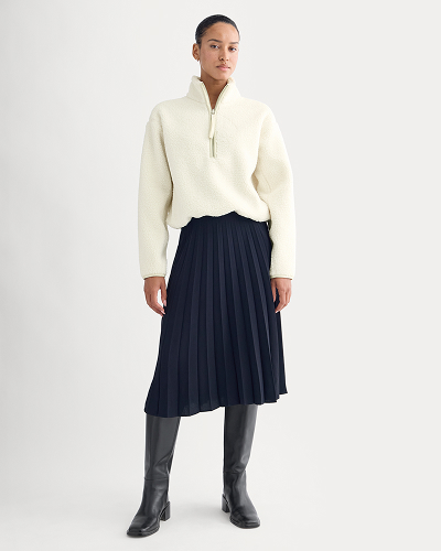 Image | Model wearing Reversible Teddy Half-Zip Pullover | Bone/Birch