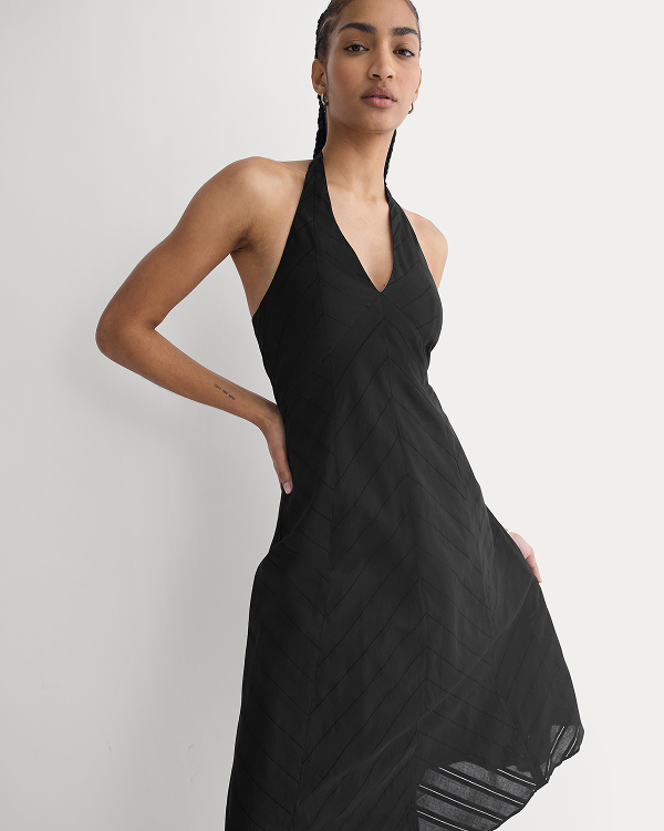 Image | Model | Textured Halter Midi Dress | Black