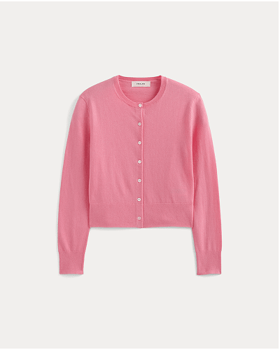 Image | The Cropped Cardigan in Cotton Cashmere | Deep Pink