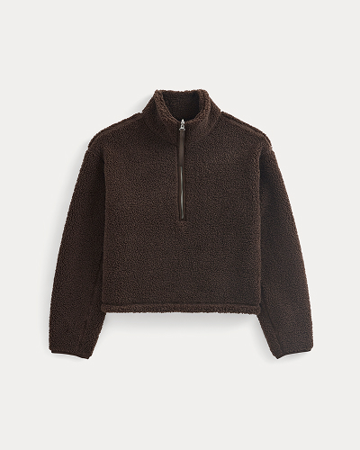 Image | Reversible Teddy Half-Zip Pullover | Coffee Bean