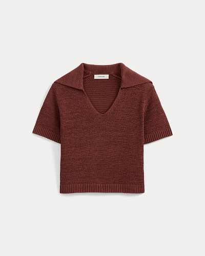 Image | Open Collar Polo | Henna Red