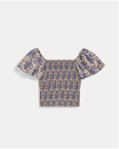 [Image]The Gauze Smocked Top | Mocha Floral