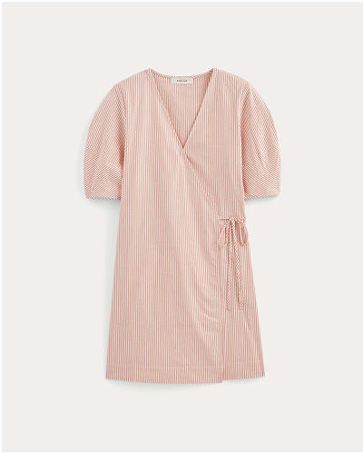 [Image]The Seersucker Mini Wrap Dress | Soft Orange / Bone
