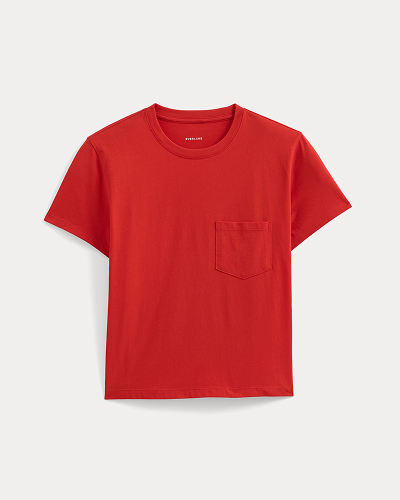 Image | The Box-Cut Tee in Essential Cotton | Fiery Red