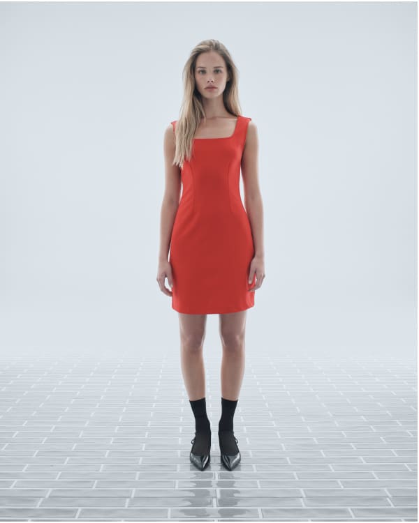 [Image]The Dream Square-Neck Dress | Classic Red