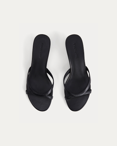 Image | Sculpted Heel Sandal | Black Leather