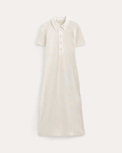 Image | The Cozy Rib Polo Dress | Bone