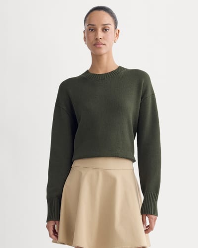 Image | The Boxy Sweater in Everyday Cotton | Dark Green