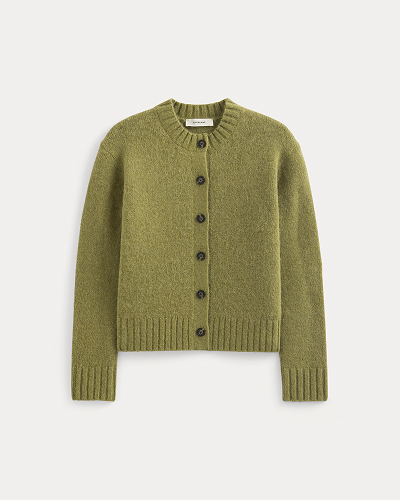 Image | The Crew Cardigan in Alpaca | Moss