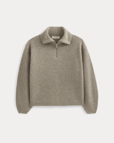 Image | The Half-Zip Sweater in Luxe Merino | Heather Soft Taupe 