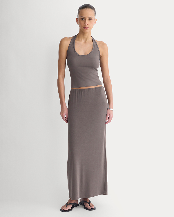 Image | Model | Maxi Skirt in Butterknit | Charcoal Grey