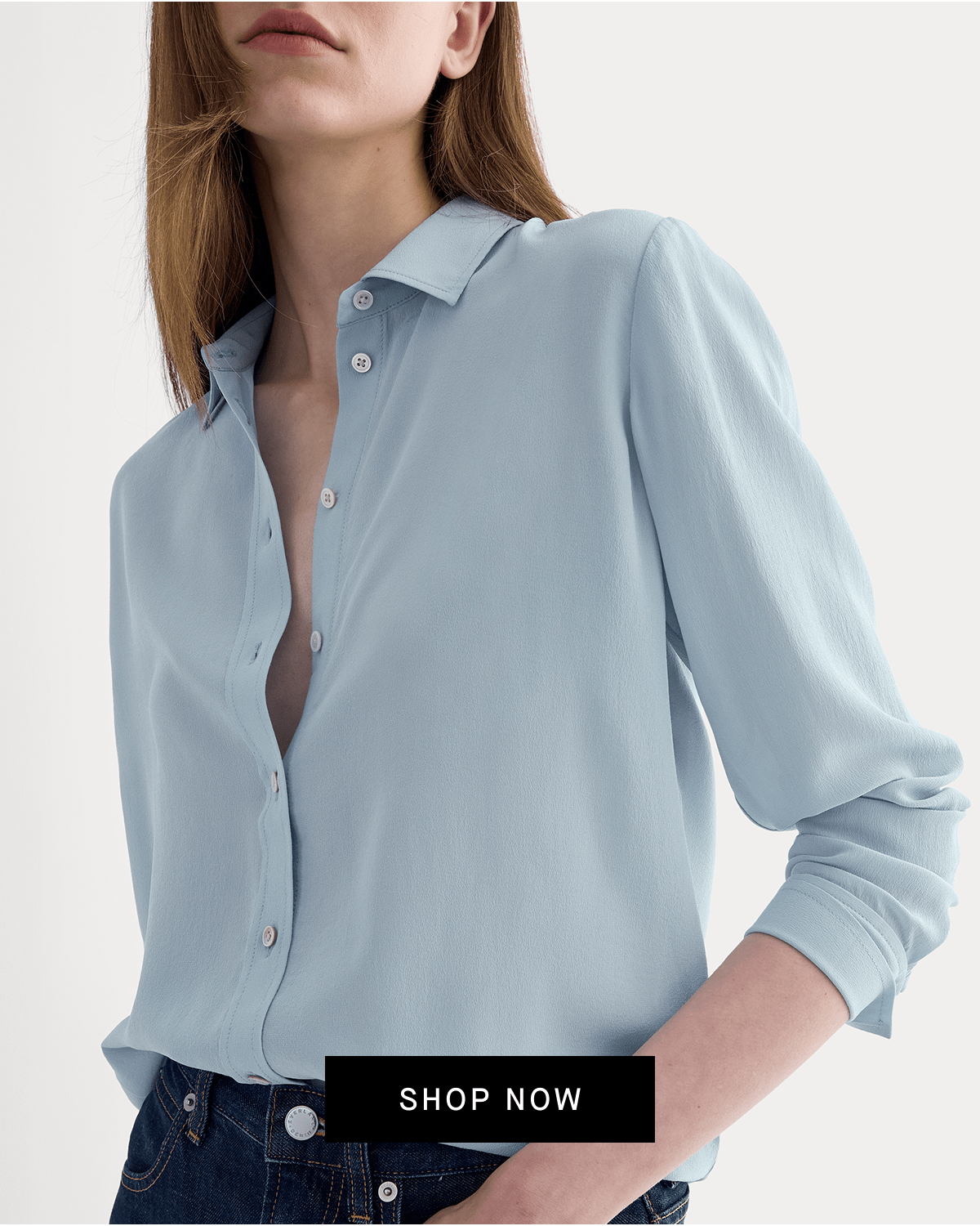 Image | The Must-Have Shirt in Washable Silk | Soft Blue