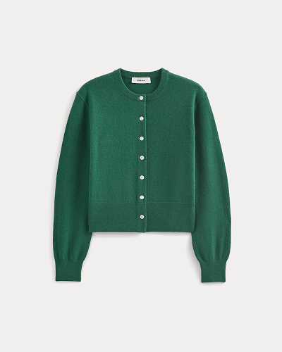 Image | Cashmere Cropped Cardigan | Hunter Green