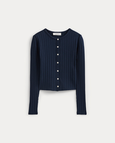 Image | Cardigan in Pointelle | Deep Navy