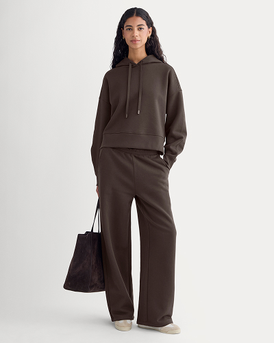 Image | Cropped Luxe Fleece Hoodie | Dark Chocolate