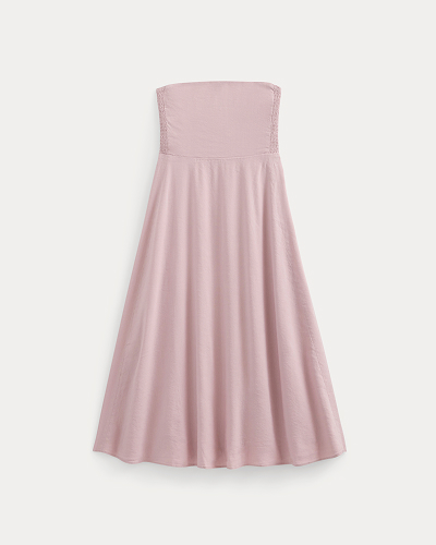 Image | Strapless Dress in Stretch Linen | Burnished Lilac