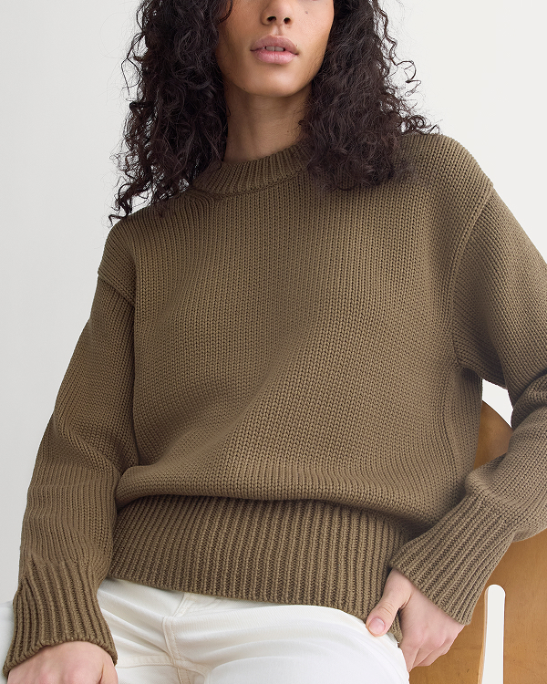 Image | Oversized Cocoon Crew in Elevated Cotton | Beech