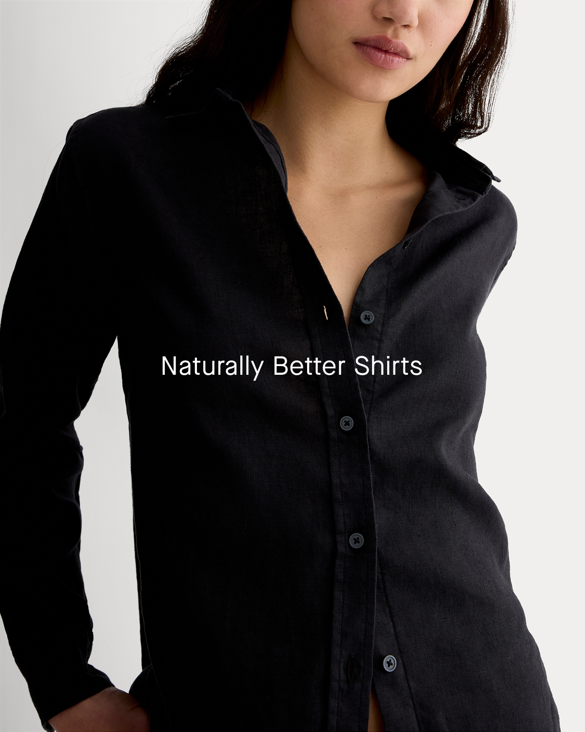 Image | Naturally Better Shirts | Model in mThe Must-Have Shirt in Linen | Black