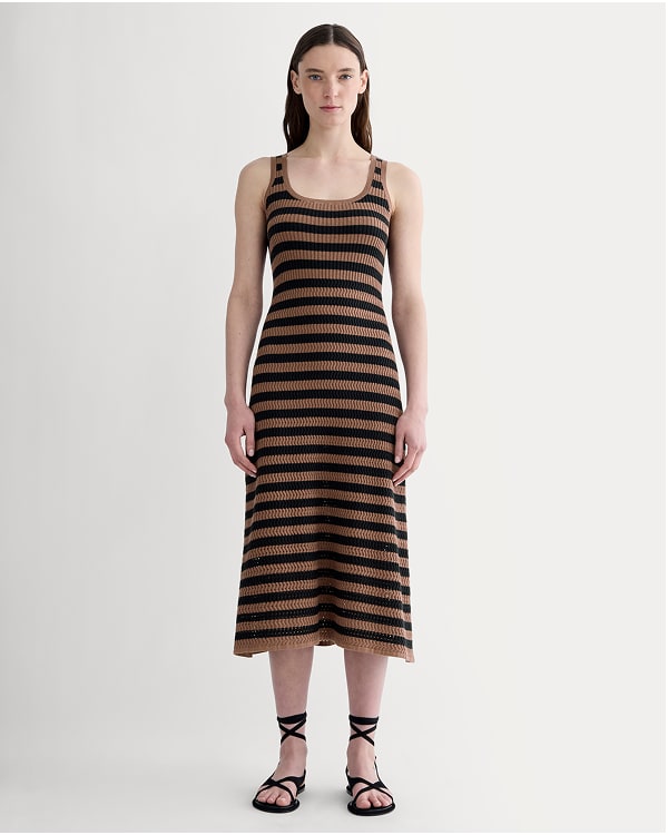[Image]The Crochet Knit Tank Dress | Mocha / Black