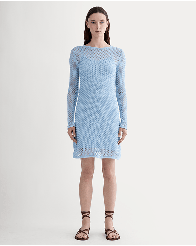 Image | The Lace Knit Mini Dress | Sky Blue