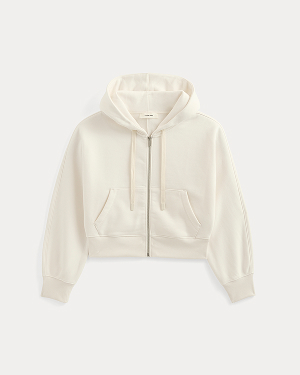 Image | Luxe Fleece Full-Zip Cropped Hoodie | Bone