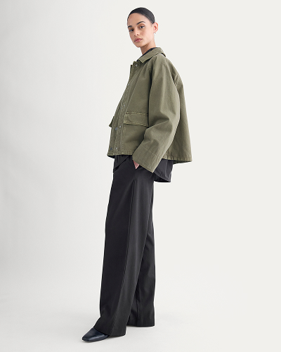 Image | Model wearing Cropped Denim Jacket | Garment-Dyed Kalamata