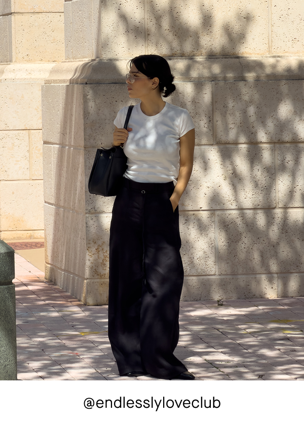 Image | @endlesslyloveclub | Wide-Leg Belted Pant in Stretch Linen | Black