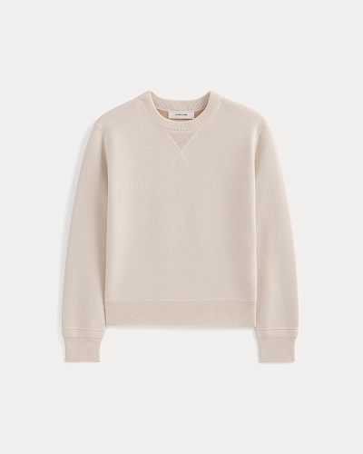 Image | Double Knit Crew in Cotton Merino | Bone/Cream/Sand/Light Camel