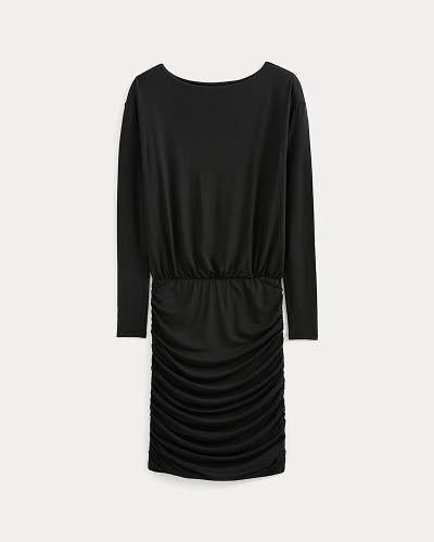 Image | Drapey Jersey Ruched Mini Dress | Black