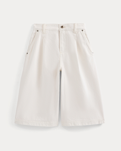 Image | High-Rise Pleated Culotte | Bone/Cream
