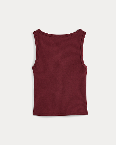 Image | Effortless Rib Boatneck Tank | Cabernet
