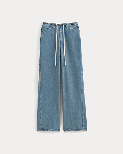 Image | Low-Slung Tie-Front Jean | Medium Indigo