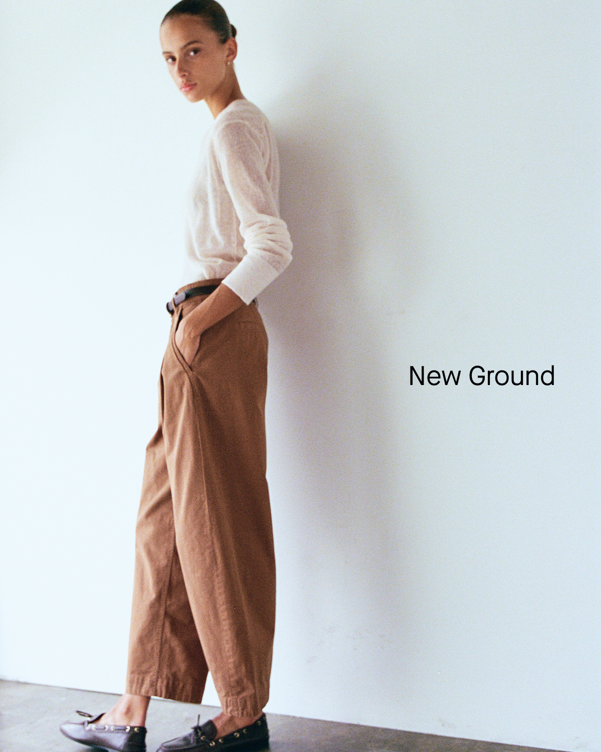 Image | New Ground | Model in Everywhere Garment-Dyed Pant