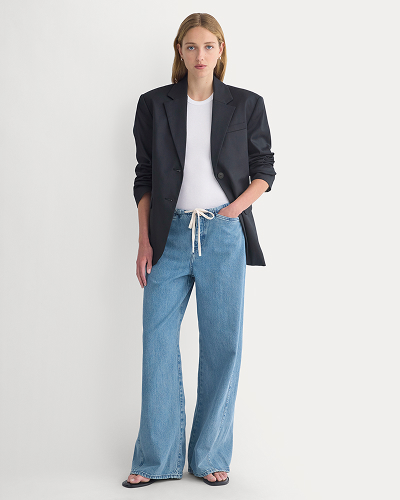 Image | Model | Low-Slung Tie-Front Jean | Medium Indigo