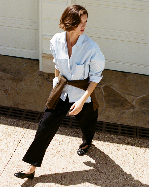 Editorial Image | Model in The Boxy Oxford | Light Blue