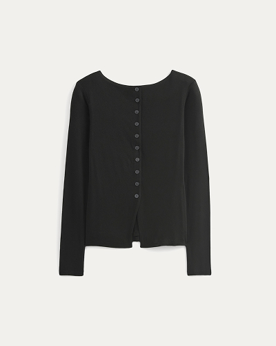 Image | Button-Up Top in Butterluxe | Black