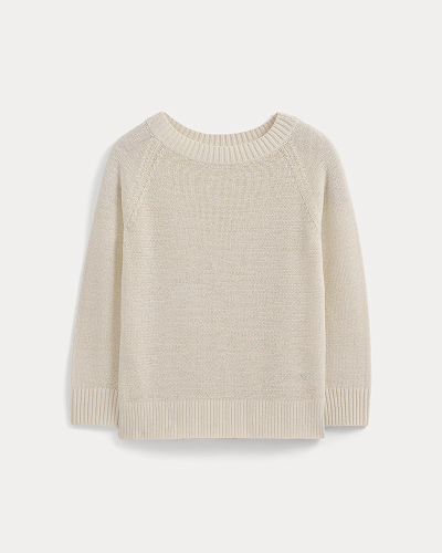 Image | Wide-Neck Crew Sweater in Tape Yarn | Bone