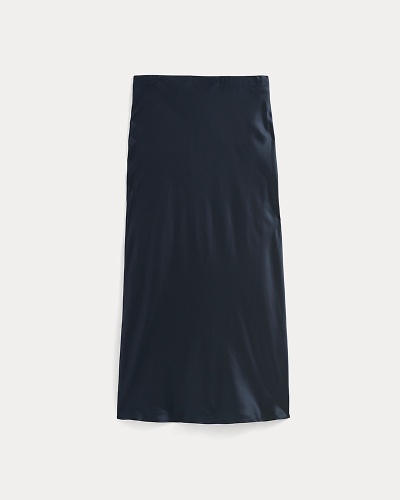 Image | Slip Skirt in Silk Charmeuse | Navy