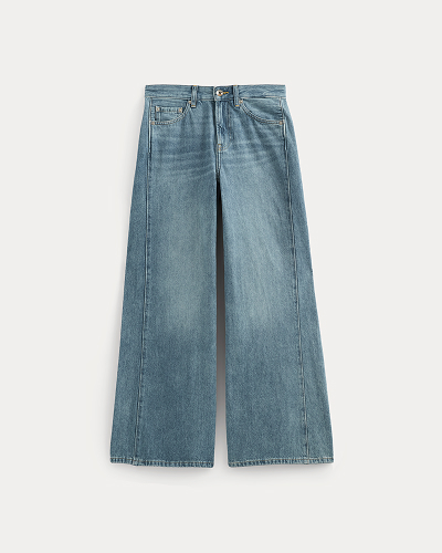 Image | Paneled Ultra Wide-Leg Jean | Tungsten Scratch